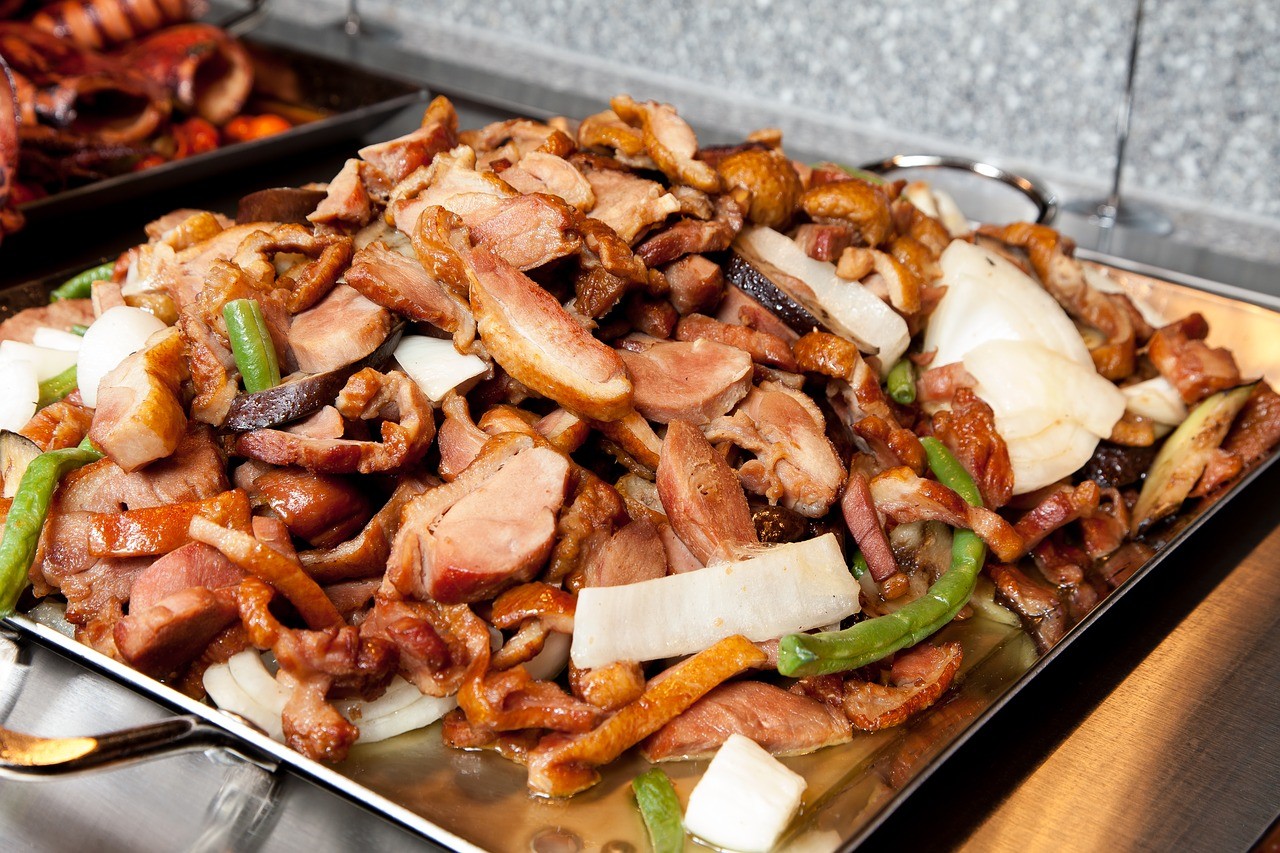 duck meat, food, hot